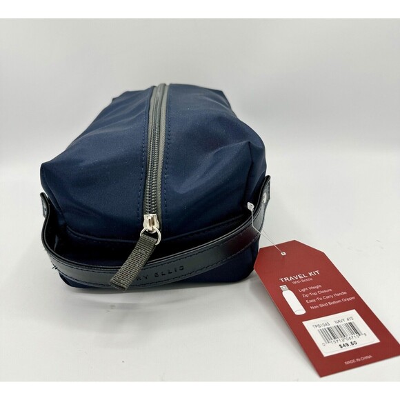 PERRY ELLIS PORTFOLIO Men's Nylon Handle Travel Zip-Kit Bag, Navy, NWT - Picture 5 of 7